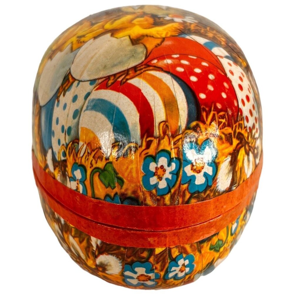 Vintage German Paper Mache Egg Candy Container 6” Doily Trim Ducks With Babies - Picture 5 of 12